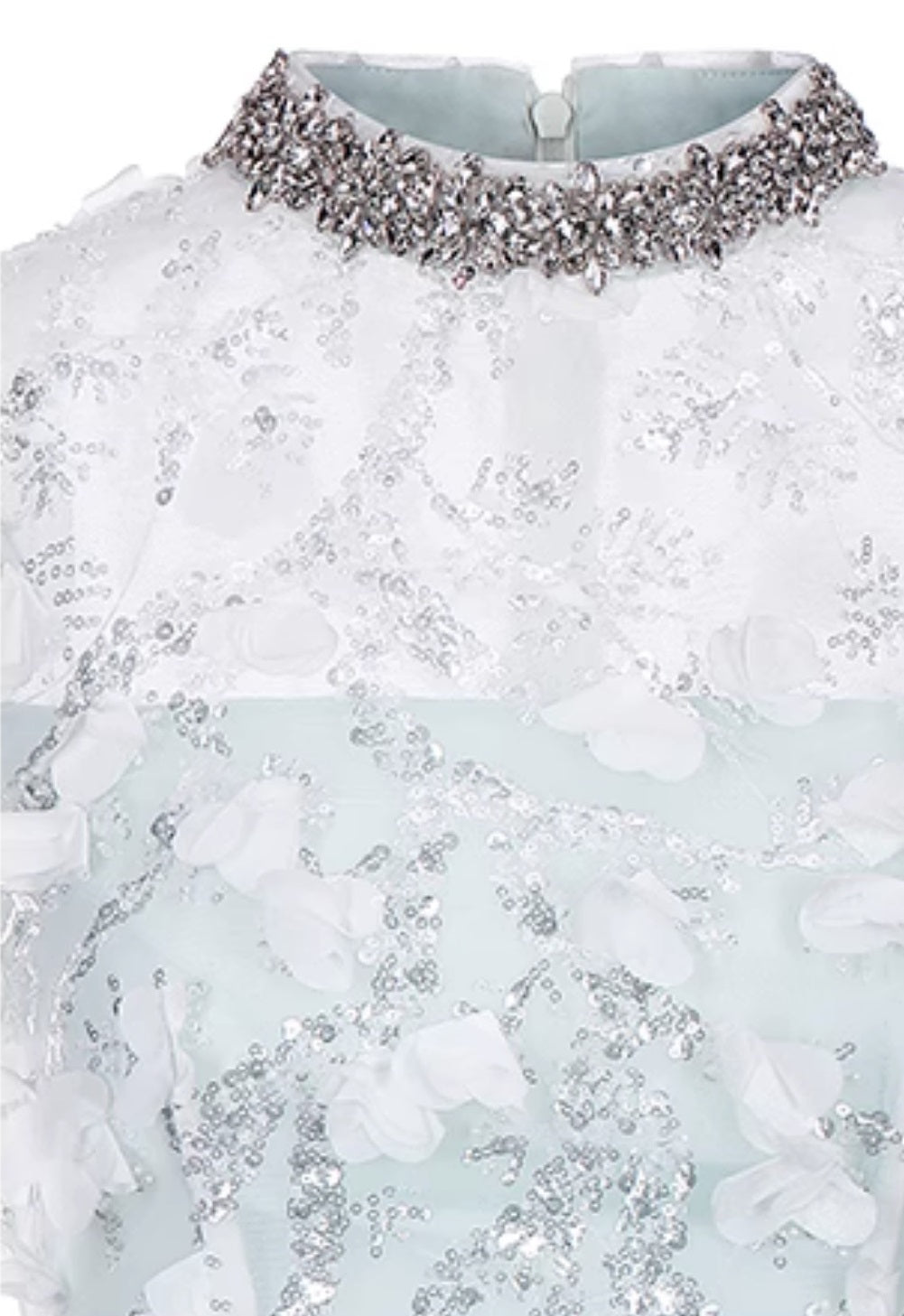 Wardrobes by Chen Elegant Blue Sleeveless Flower Feather Dress - Moji