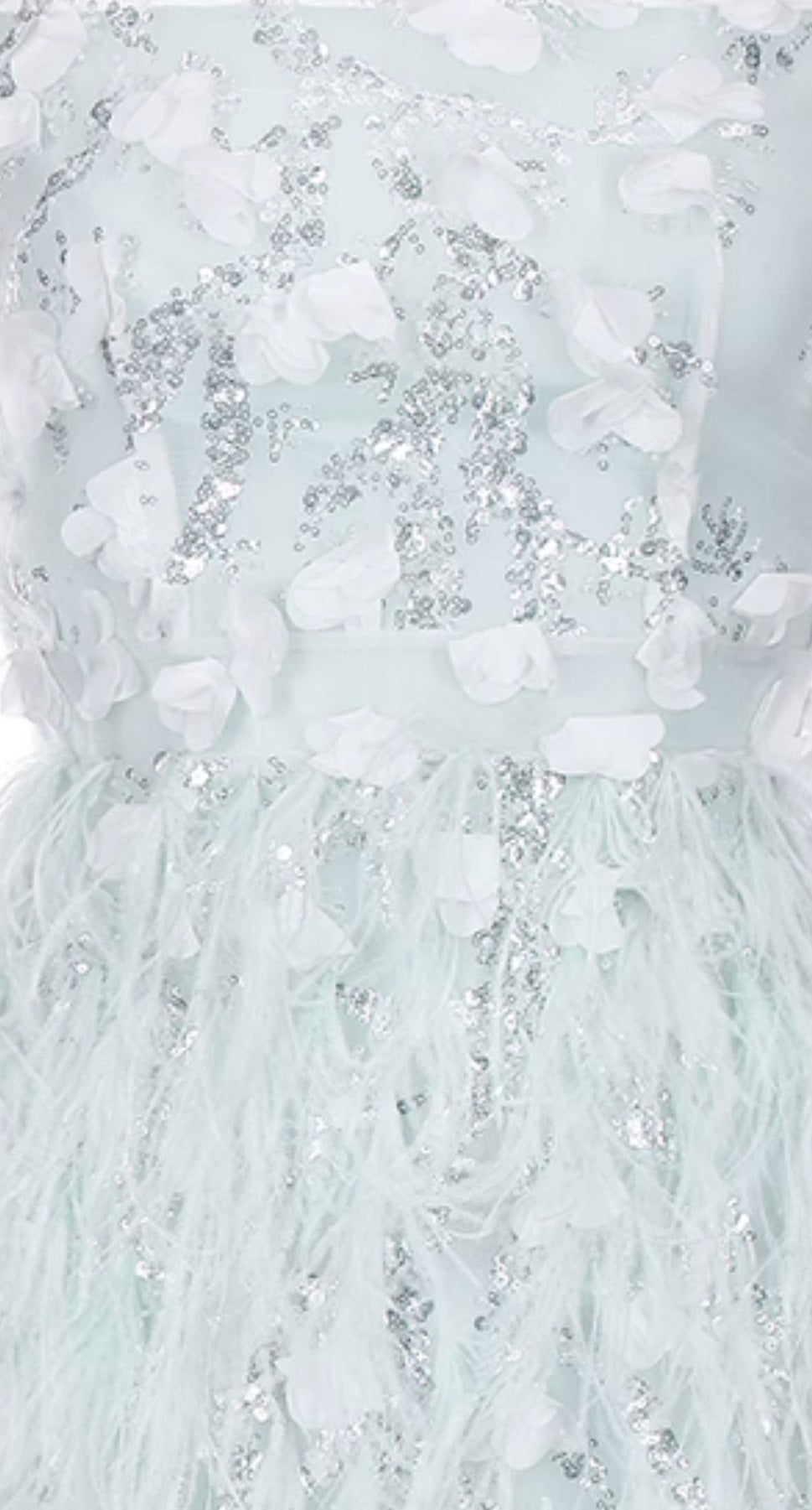 Wardrobes by Chen Elegant Blue Sleeveless Flower Feather Dress - Moji