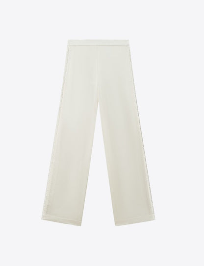 COMME MOI Lu Yan designer's new texture splicing satin straight-leg pants  -FAITH.