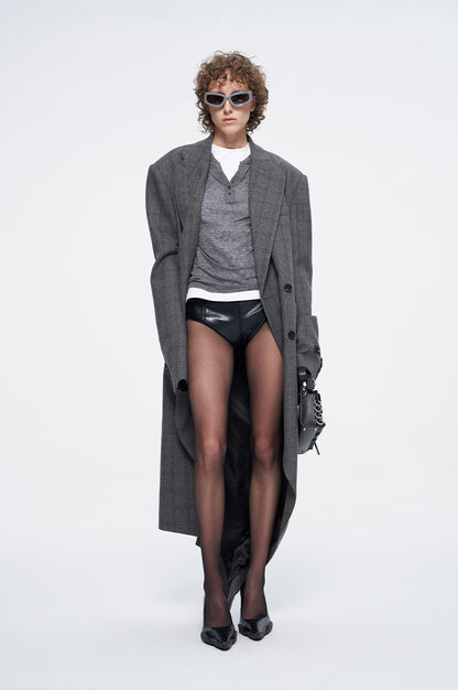 ANNAKIKI niche design asymmetrical loose wool long coat-JIANCI
