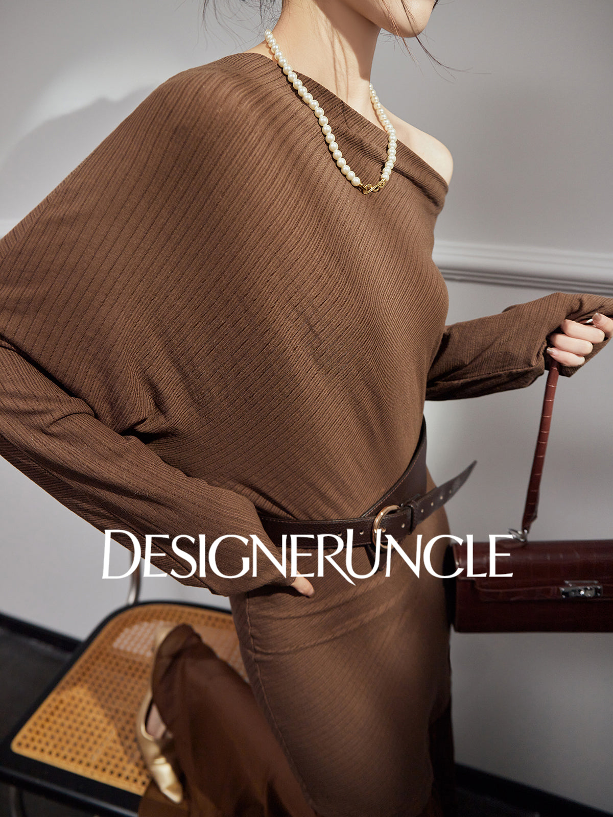 DGU "Qitu" coffee new design slim slimming high-end long skirt - Charles.