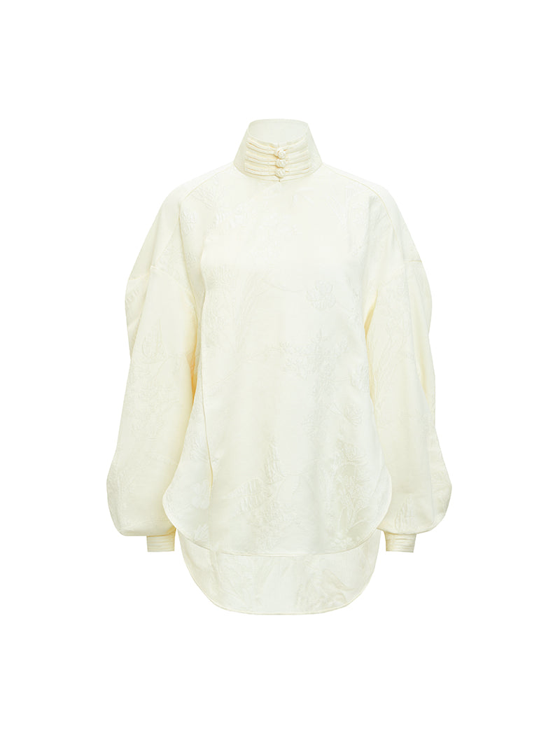 M essential Mackay designer cream collar silhouette shirt skirt - kans.