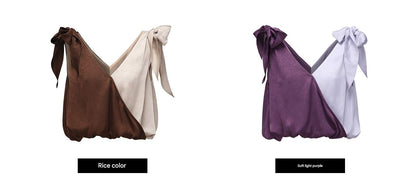 WANGXO | Satin Crossover V-Neck Dual-Wear Top -VIOLETTA.
