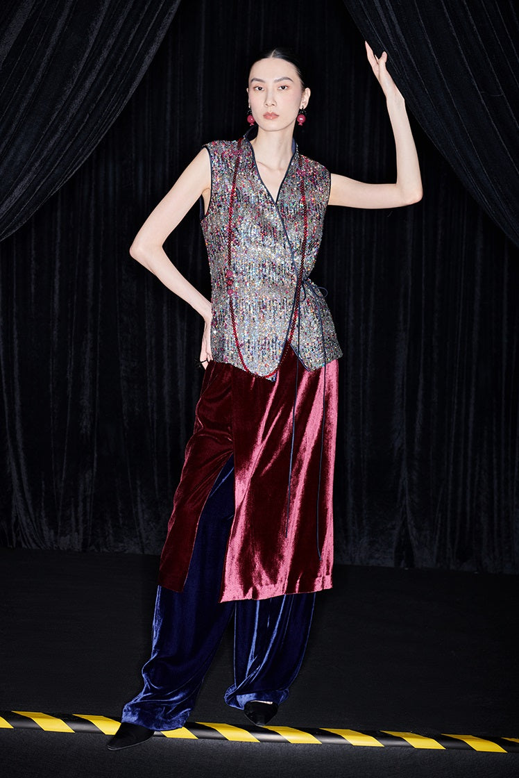 M essential Ma Kai designer Yao Ye embroidered fabric slim side vest - LAPT.