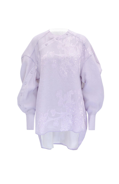 M essential Mackay designer taro jacquard silhouette placket shirt - JESSY.