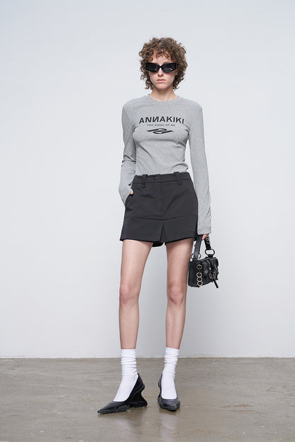 ANNAKIKI Autumn Niche Combination Logo Print Long Sleeve T-Shirt-DAICHI