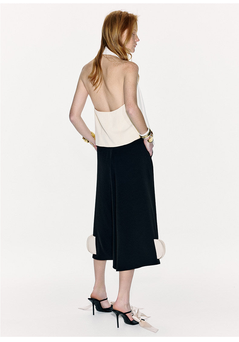 ATELIER MISS LU  color-block design backless halterneck A-line vest top - ENERGY