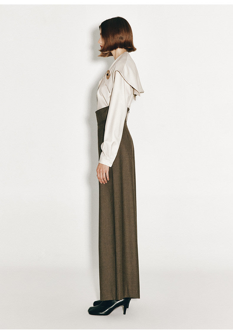 ATELIER MISS LU Cotton Wool Wide-leg Pants - PEPPER