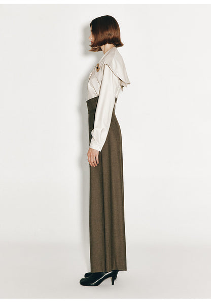 ATELIER MISS LU Cotton Wool Wide-leg Pants - PEPPER
