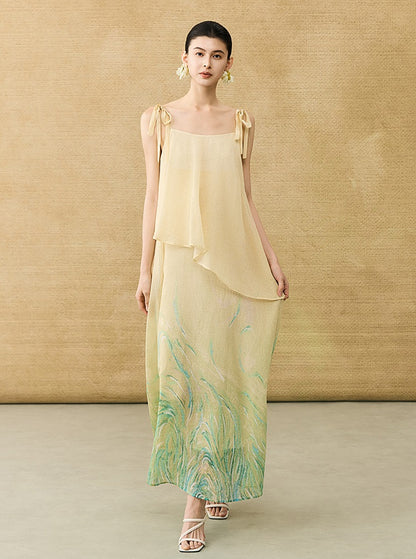 HECO Chinese Layered  Summer Smudge Temperament Long dress- ZING.