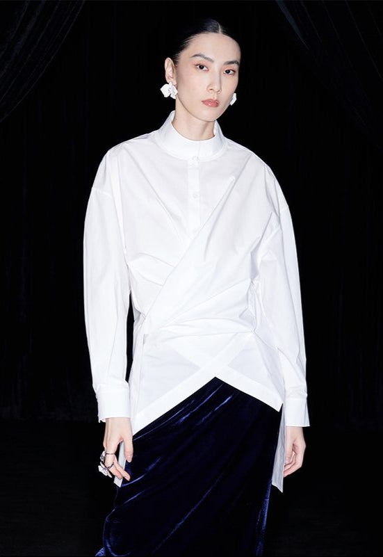 M essential Mackay designer two-wear wrap stand-up collar shirt - Veron.