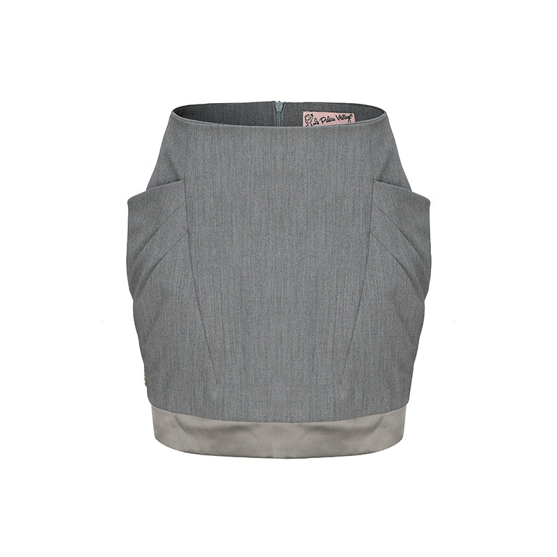 Le Palais Vintage Elegant Grey High Waist Short Skirt-LAAL.