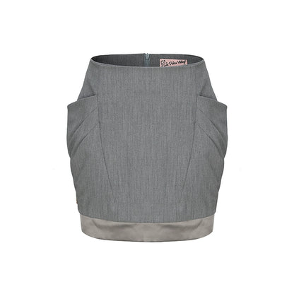 Le Palais Vintage Elegant Grey High Waist Short Skirt-LAAL.