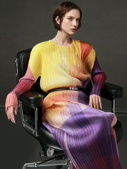 PIAOIN Miyake style light luxury slim pleated women's versatile T-shirt - ARLOV