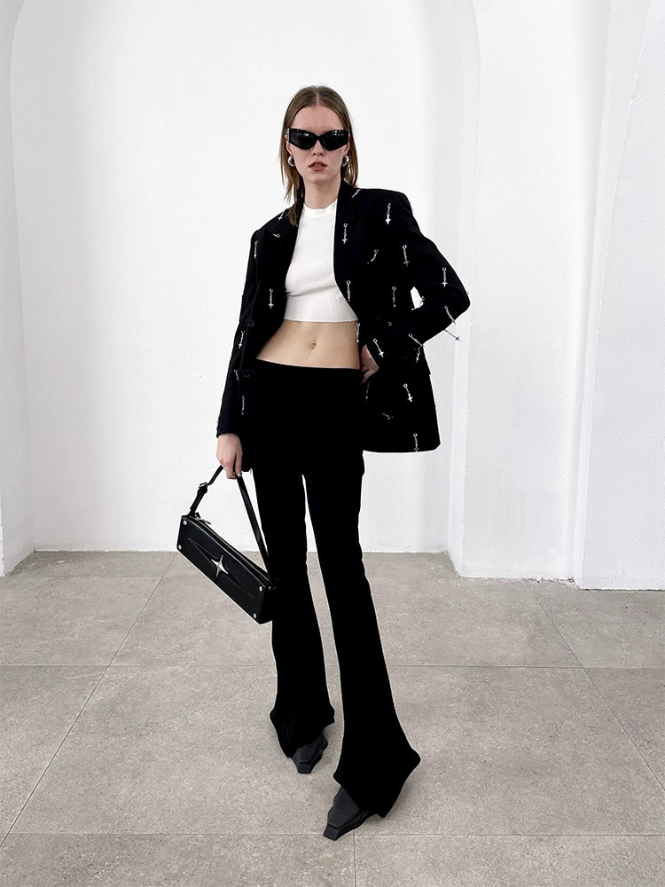 ANNAKIKI Metal Four-pointed Star Pendant Suit Jacket Women-YAGAMI