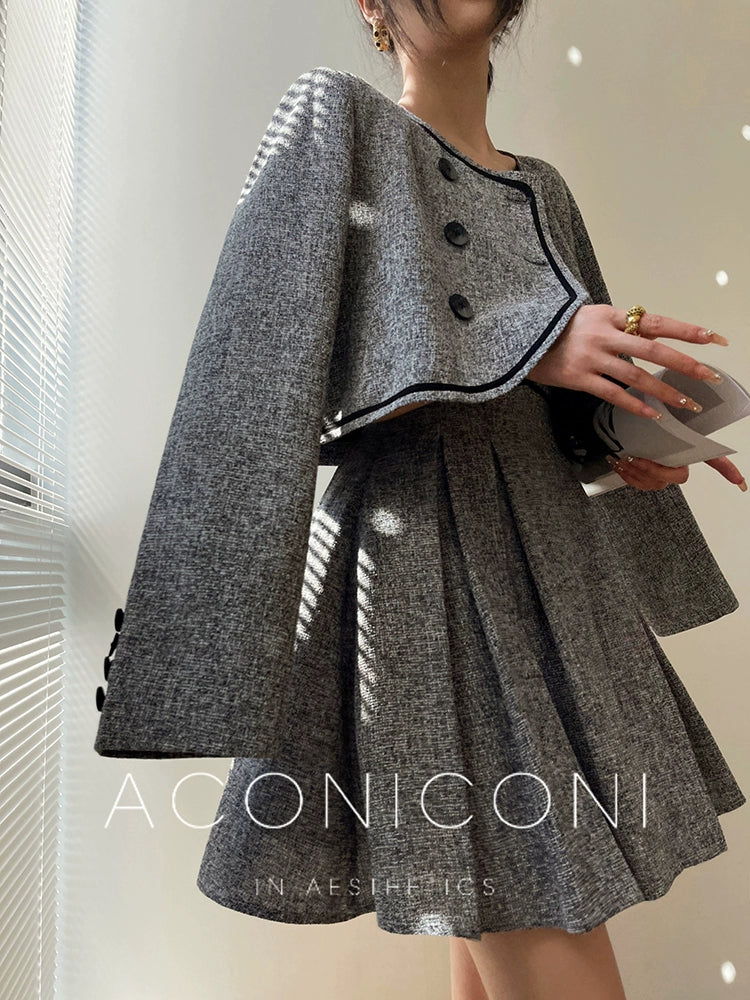 Aconiconi High End Gray V-Neck Sleeveless Hound Sooth Cocktail Dress- Kawashima Girl