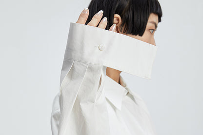 TINY IN  two irregular drawstrings waist cinching blue white shirts-DANTE