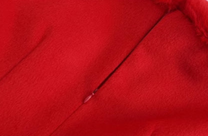 Le Palais Vintage Red Trim Tweed Off-the-Shoulder Dress-DANA