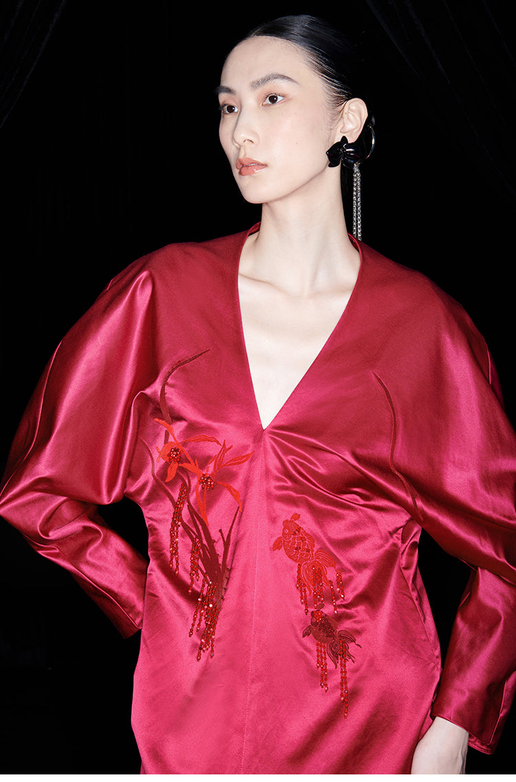 M essential Mackay designer Goldfish Beaded red dress - Rebel.