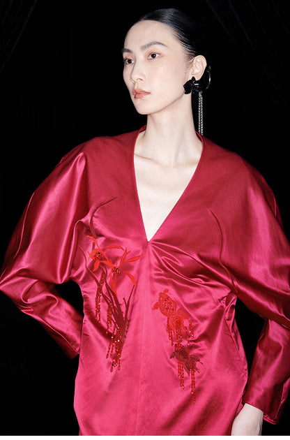 M essential Mackay designer Goldfish Beaded red dress - Rebel.