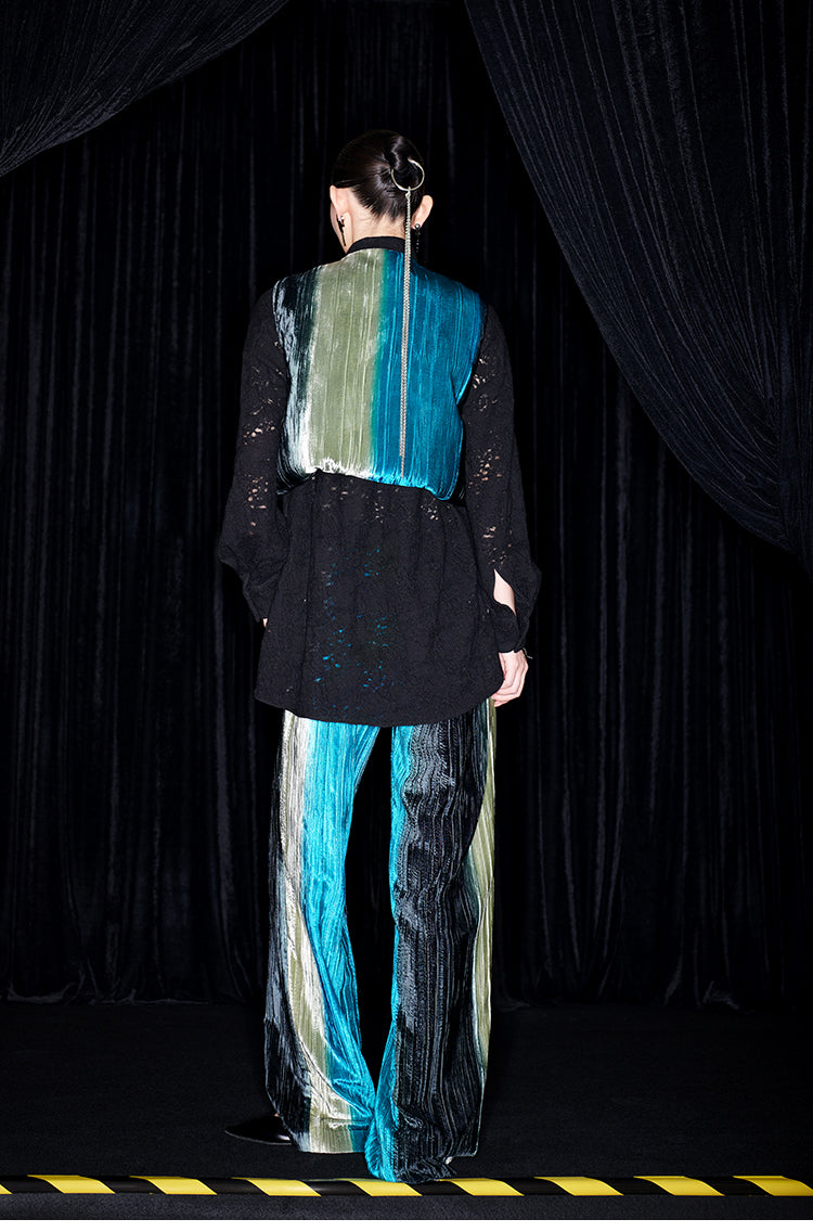 M essential Mackay designer hand-painted velvet tassel-embellished gilet - Quilse.