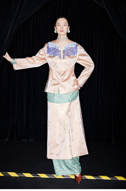 M essential Mackay designer brand Sea Cliff Tassel Beaded Shirt - plain.