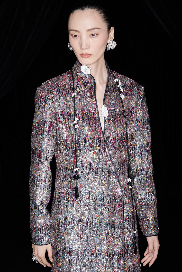 M essential Mackay designer Radiant Night Embroidered Slim Side Dress - TRIBE.