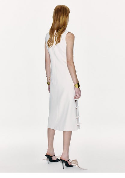 ATELIER MISS LU Cut-out Rabbit Ear Ribbon Patchwork Dress - ADAM.