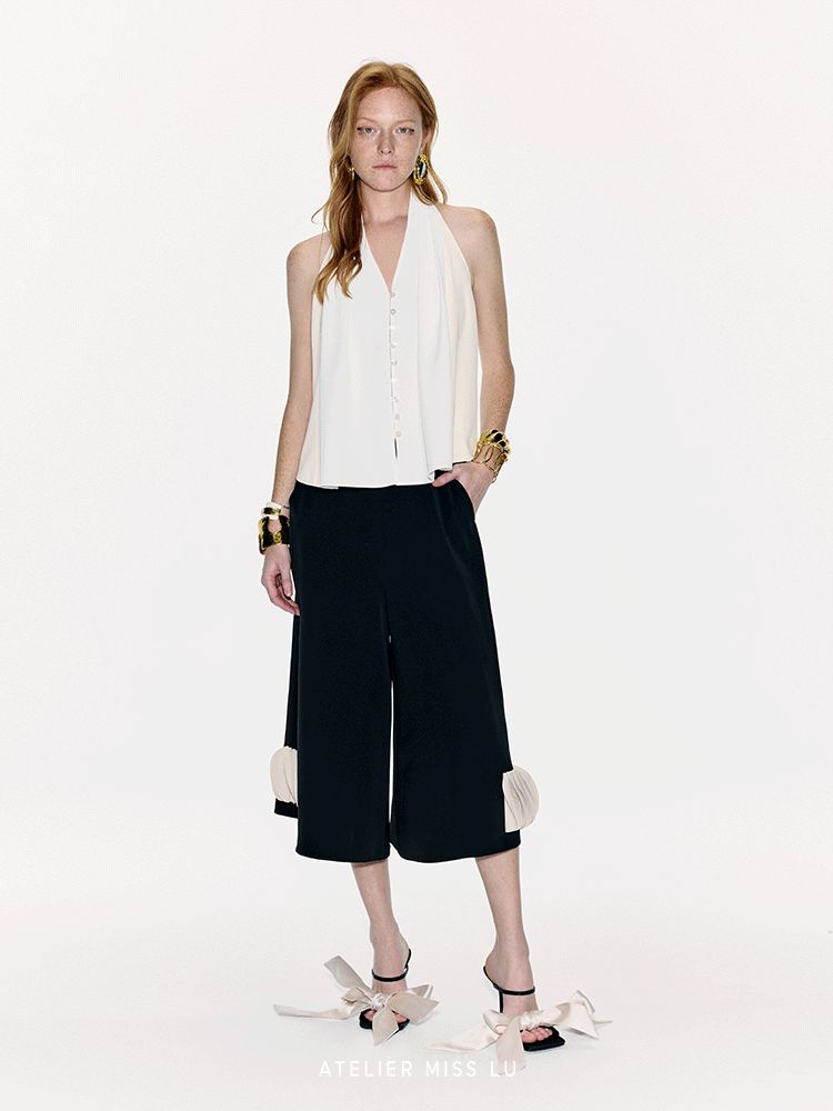 ATELIER MISS LU  color-block design backless halterneck A-line vest top - ENERGY