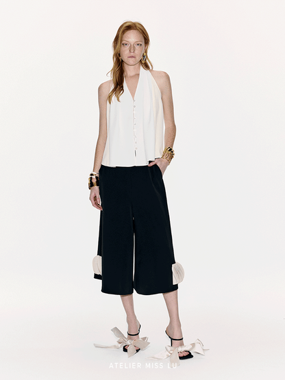 ATELIER MISS LU  color-block design backless halterneck A-line vest top - ENERGY