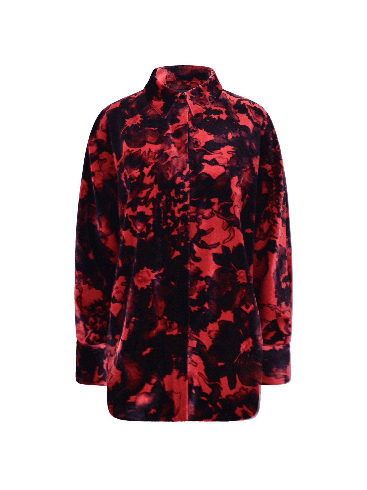 M ESSENTIAL Marquette designer label dyed velvet lapel straight shirt - PEACE