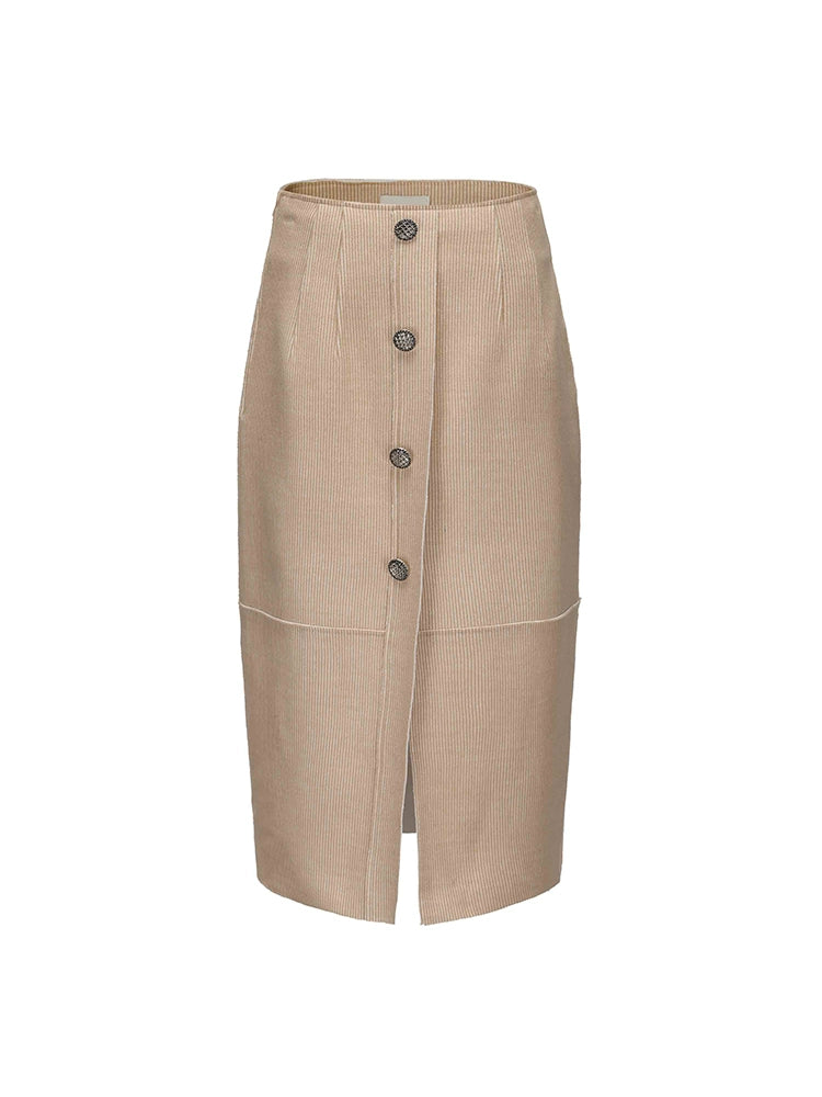 ATELIER MISS LU patchwork slim-fitting wool corduroy skirt - REPLACE.