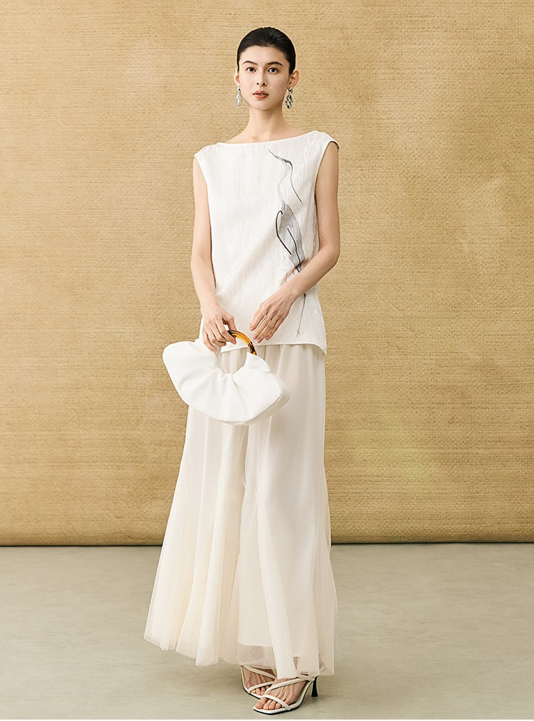 HECO Chinese style crane print top - LIVES.