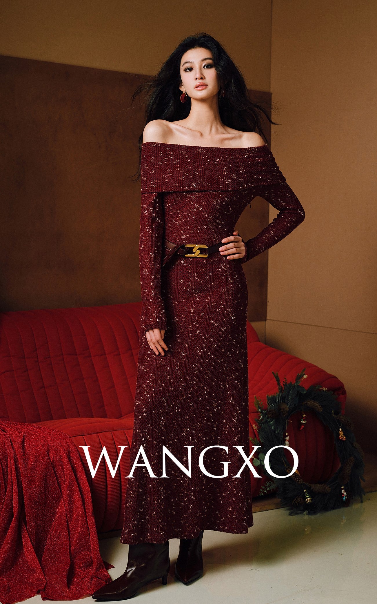 WANGXO | Elegant Lapel One-Shoulder Fishtail Dress-FARA.