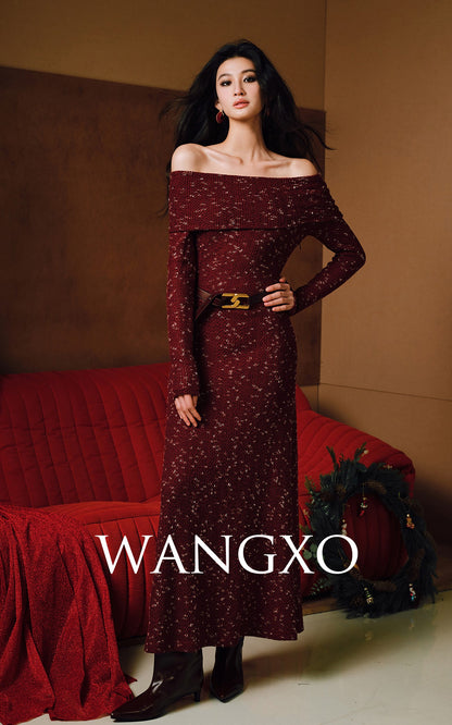 WANGXO | Elegant Lapel One-Shoulder Fishtail Dress-FARA.