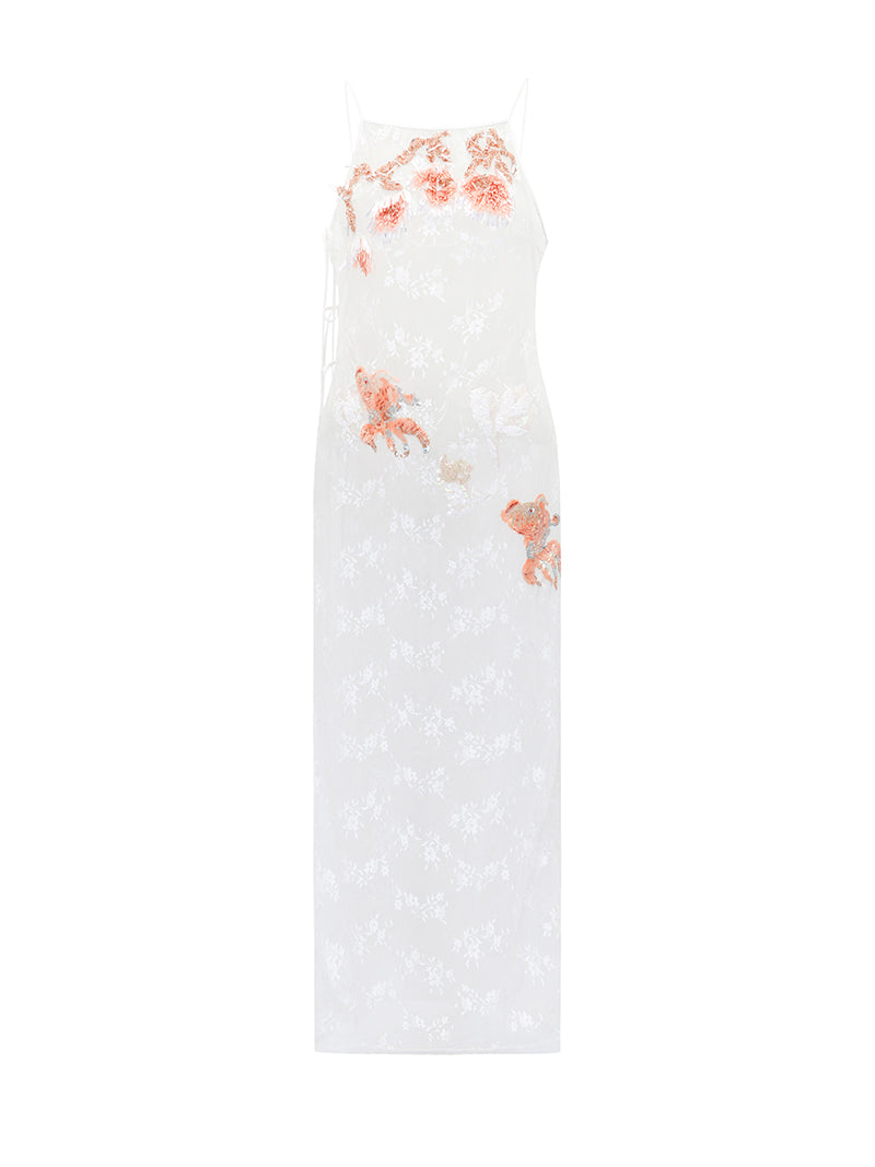 M essential Mackay designer label Jinghui embroidered lace-up trim collar - BABE.