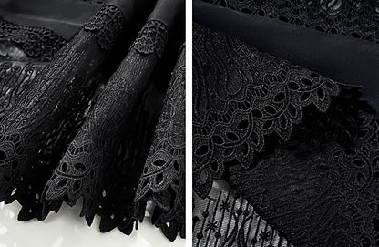 HECO Acetate Hollow Lace A-line Long Skirt women - FLOW.