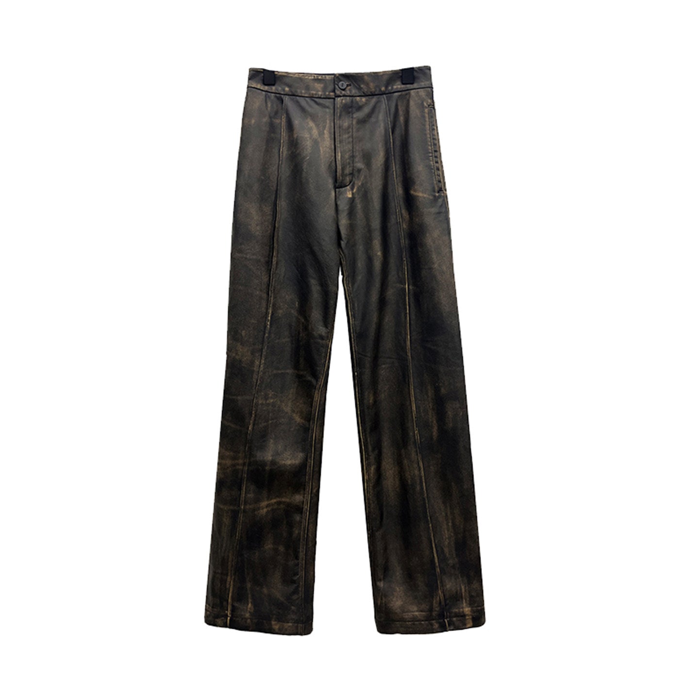 JACQUES WEI Dark Vintage Distressed Brown Leather Pants - LYDIA