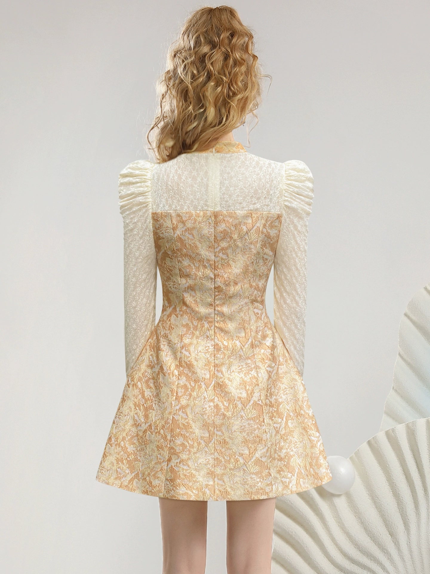 CHECOCRE Stubble new bow decoration waist long sleeve court style dress - WING.