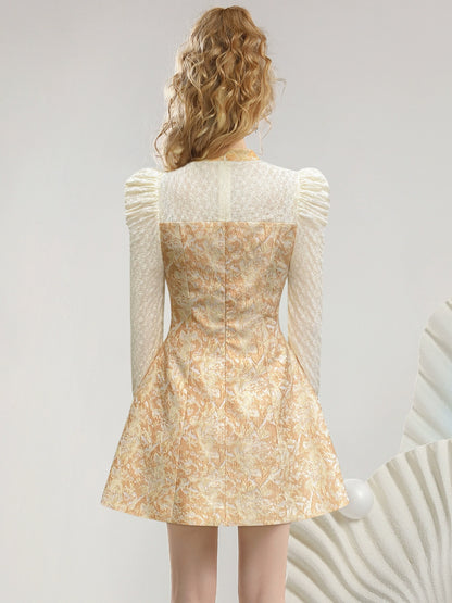 CHECOCRE Stubble new bow decoration waist long sleeve court style dress - WING.