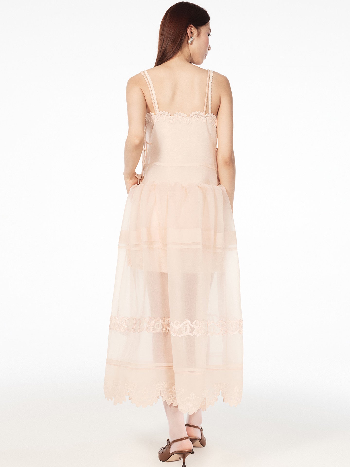 FAME wave hip pastoral style organza suspender French dress