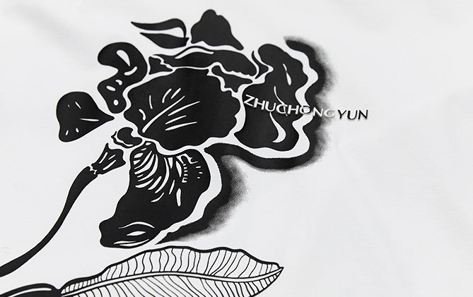 ZHUCHONGYUN ink print loose straight cotton dress-LUX.