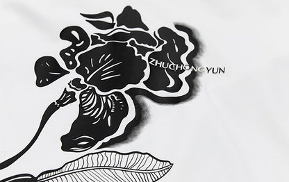 ZHUCHONGYUN ink print loose straight cotton dress-LUX.