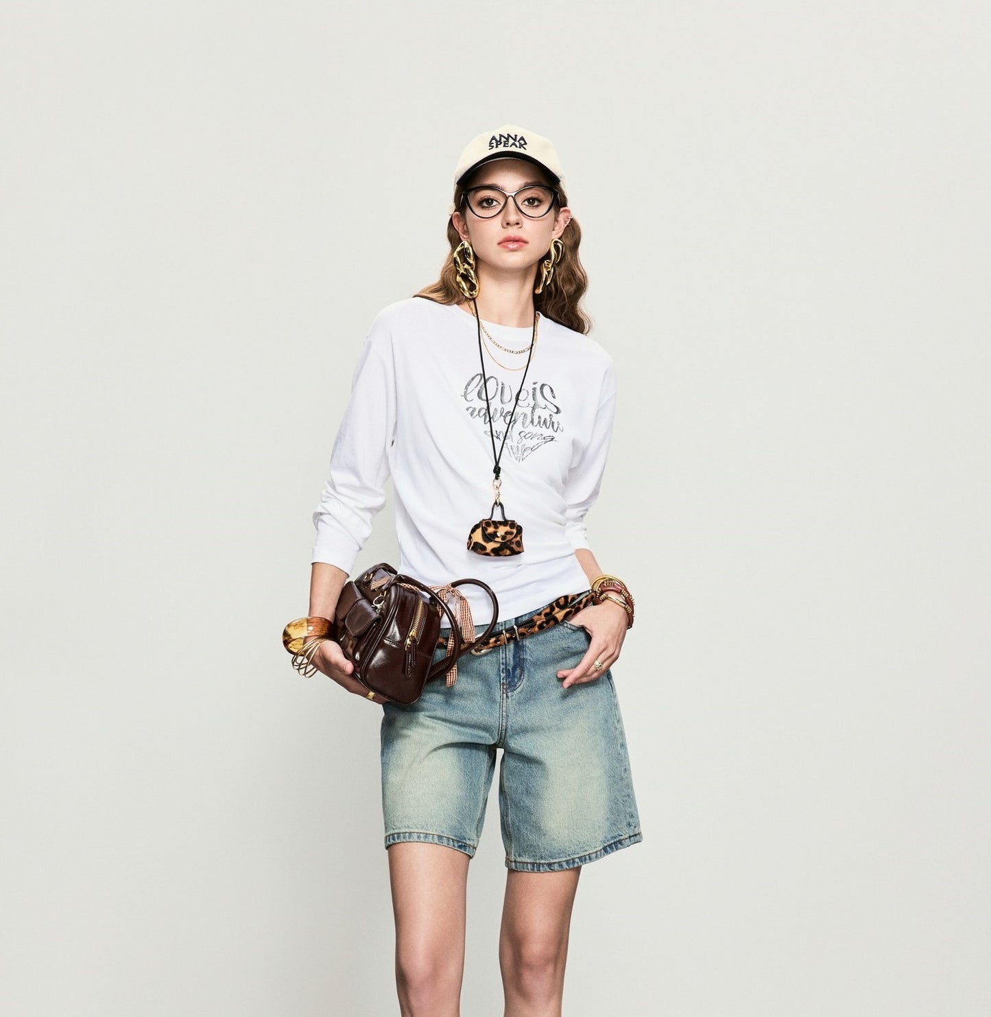 ANNASPEAK  denim Bermuda denim shorts-WAA.
