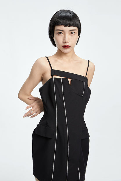 TINY IN curved waist irregular slip short Dress-JOJO