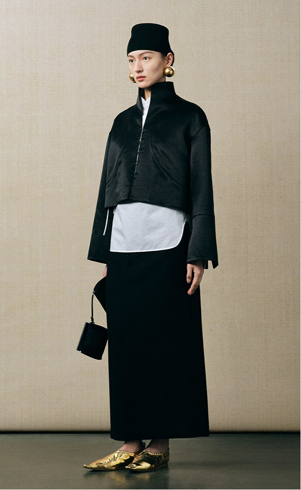 ZHUCHONGYUN minimalist placket short flared sleeve mandarin top-CHUNG.