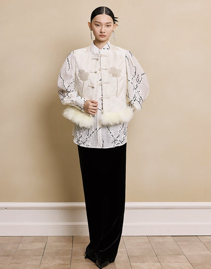 HECO 100% polyester Buckle Bead Embroidered pink apricot Round Neck Vest - spark.