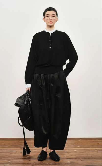 ZHUCHONGYUN two-piece stand-up collar knitted long-sleeved top-ROXY.