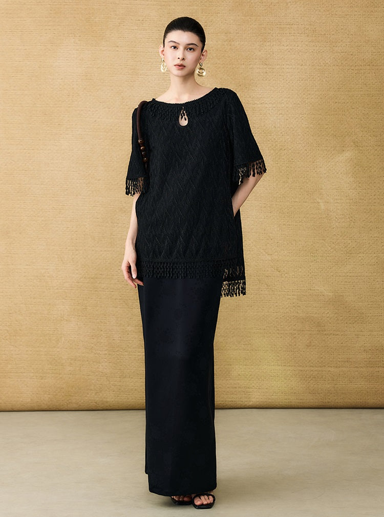 HECO Chinese acetate jacquard women's cool flesh covering elegant skirt - DATE.