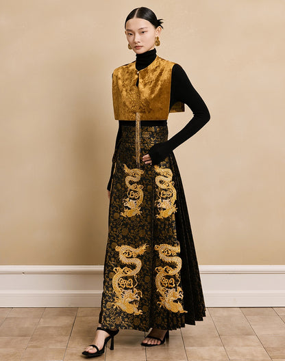 HECO Golden Dragon Year Horse Face High Waisted Skirt - allen.